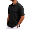 thumbnail image 4 of Qwertyu Mens Polo Shirts Short Sleeve Casual 3 Buttons Textured Golf Shirts Summer Collared T-Shirt Black M, 4 of 8