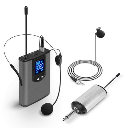 Peroptimist Wireless Microphone, Lavalier Microphone, UHF Wireless Headset Lapel Mic Mini Rechargeable Receiver Transmitter and 1/4