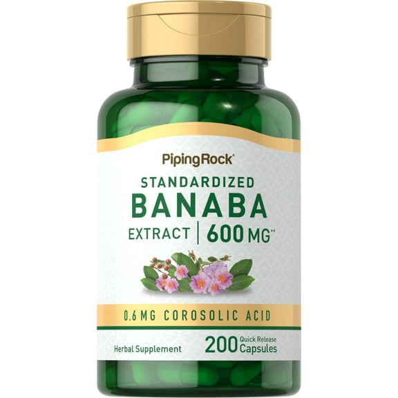 Banaba Leaf Extract 600mg | 200 Capsules for Men and Women | by Piping Rock