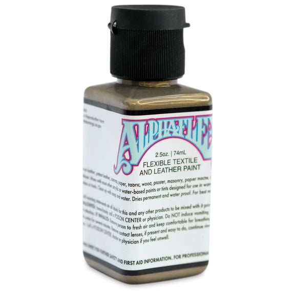 Alpha6 AlphaFlex Textile and Leather Paint - Metallic Antique Gold, 74 ml, Bottle
