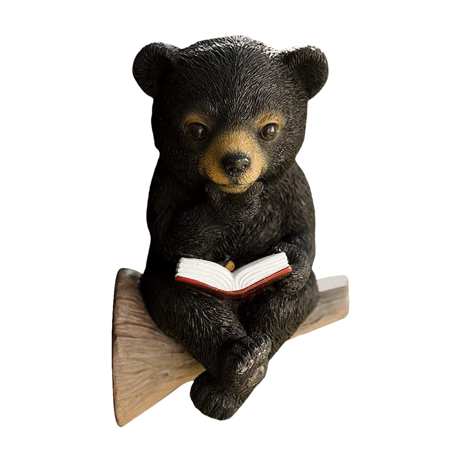 Clearance Desktop Ornament under $15,Solar Charging Baby Bear&Koala Reading Book Sculpture Resin Animal Statue Outdoor Decoration With Solar LED Lights Yard Art Sculpture For Yard Patio Porch De