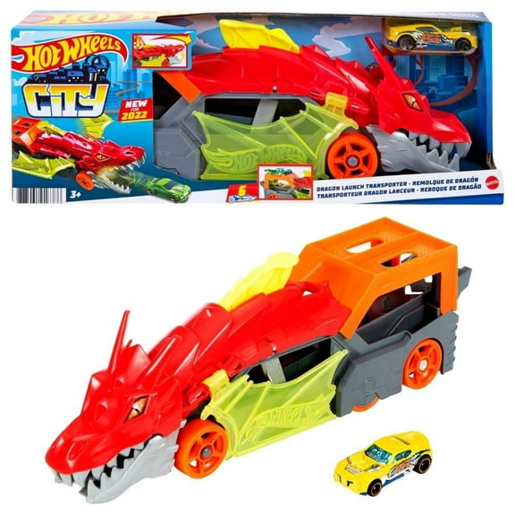 Pista de Juguete Hot Wheels City Remolque de Dragón