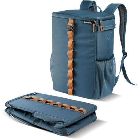 CleverMade Collapsible Tahoe Backpack Cooler - 24 Can - Ocean/Cognac