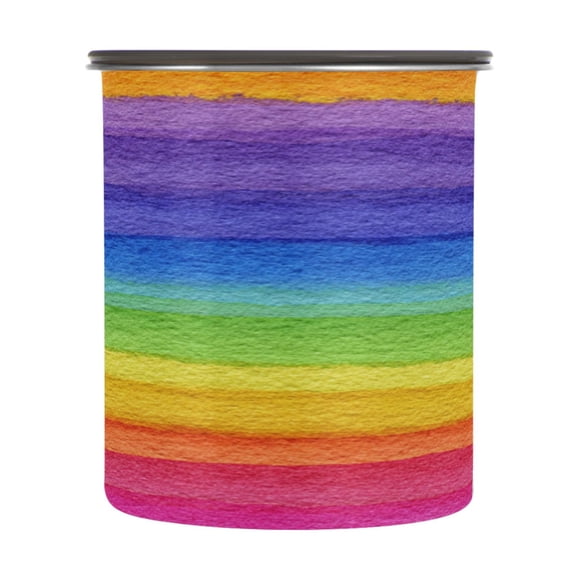 500ml Stainless Steel Food Storage Containers Watercolor Rainbow Colors Airtight Kitchen Canisters with Vacuum Lid for Coffee Tea Flour Sugar Grains