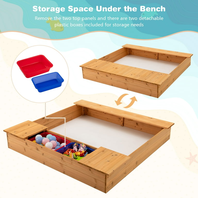 Costway Solid Crafted Sandbox for Ideal Gift Cedar Wood