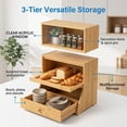 thumbnail image 3 of YUCHANG Double Layer Bamboo Bread Box -Large Capacity Bread Storage Container for Kitchen Counter,with Acrylic Door Panel Family Gift(Wood), 3 of 11