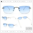 thumbnail image 2 of Retro Luxe Rimless Rectangle Metal Frame 90s Fashion Sunglasses Silver - Blue, 2 of 8