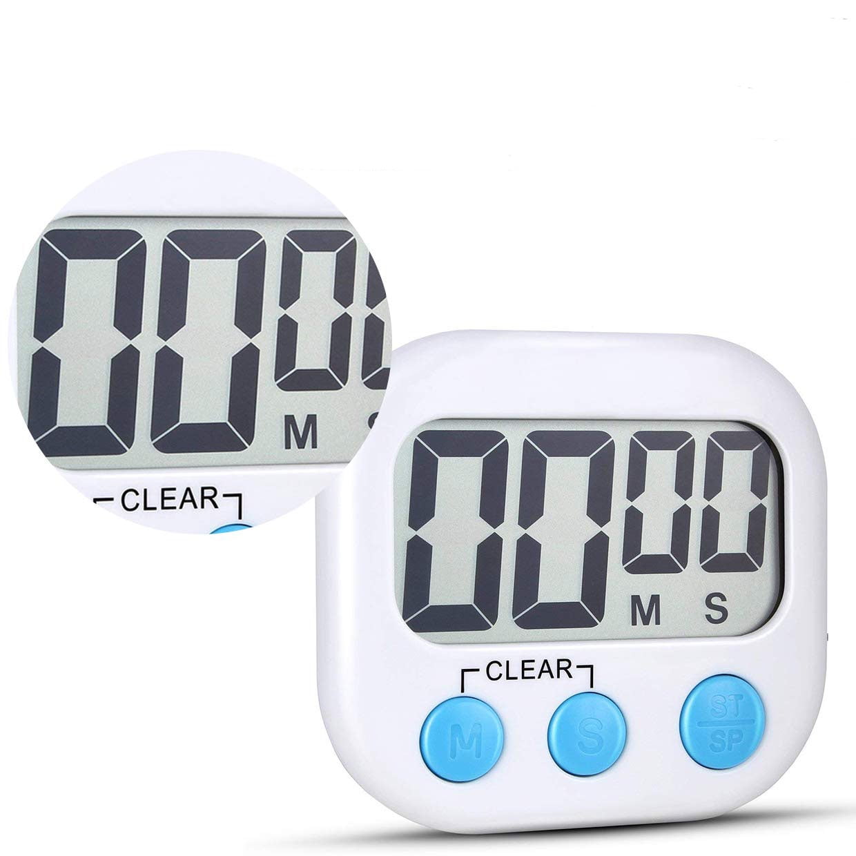 12 Pack Digital Kitchen Timer Classroom Small Timers for Teacher Homework Cooking Strong Magnetic Loud Alarm ON/OFF Switch White 