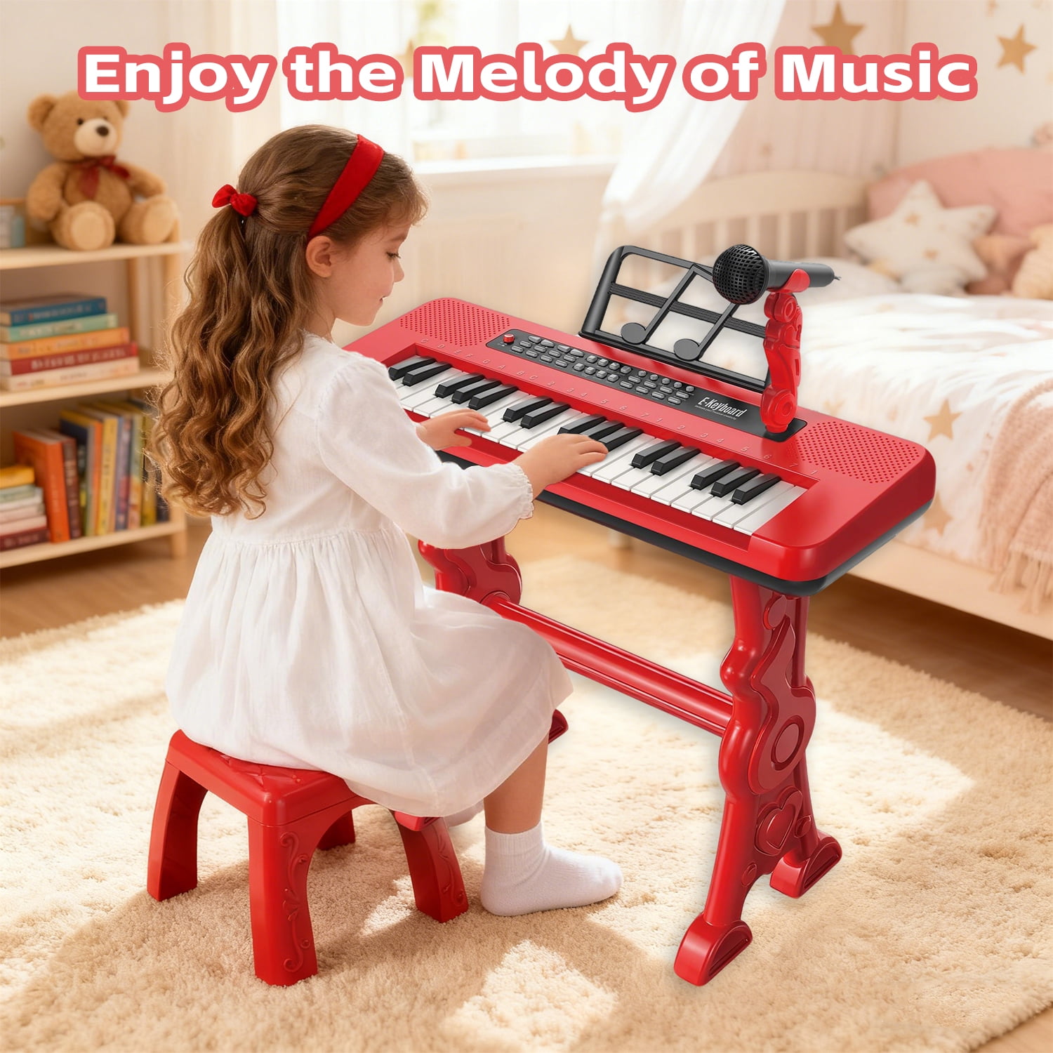 LINXUXIE Keyboard Piano Toys for Kids, 37 Keys Musical Instruments for Baby with Microphone, Toddlers Birthday Gifts for 3 4 5 6 7 8 Year Old