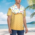 thumbnail image 2 of Lsque White Ice Cream pattern Hawaiian Shirt for Men, Unisex Summer Beach Casual Short Sleeve Button Down Shirts-Medium, 2 of 9