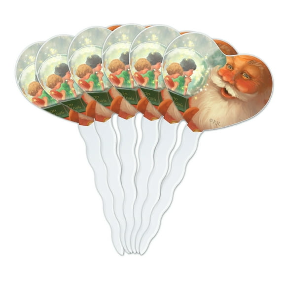 Christmas Holiday Santa and Good Boys Girls Heart Love Cupcake Picks Toppers Decoration Set of 6