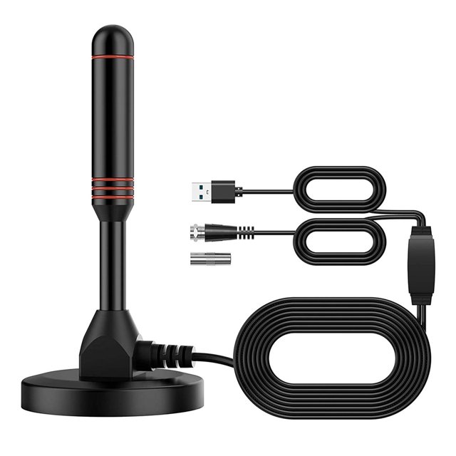 Antena HDTV Digital - Incluye Base Magnética y Cable Coaxial - Antena TV Antena TV Terrestre - Interior o Exterior Fokelyi 223331