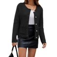 thumbnail image 3 of Womens Knit Cardigan Sweaters Fall Fashion Long Sleeve Open Front Down Casual Jacket Winter Clothes Black Little S, 3 of 7