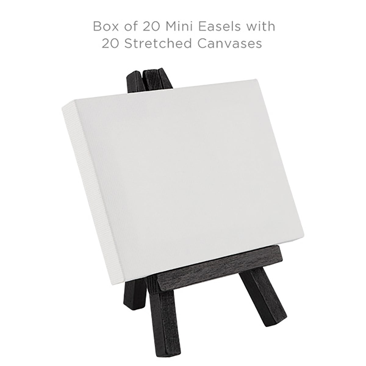 Creative Mark Ultra Mini White Stretched Canvas & Black Wood Easel for  SmAll Paintings - 3x4 inch [20 pack] Perfect to Paint or Displaying  SmAll-scale Arts and Crafts 
