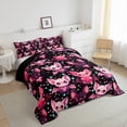 thumbnail image 4 of Feelyou Kawaii Pink Bat Bedding Comforter Set for Kids, Magic Romantic Animal Twin Comforter Sets, Cartoon Stars Print Reversible Bedding Set, Microfiber Bedroom Decor, 2pcs, 4 of 9