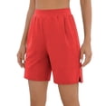 thumbnail image 5 of Hueook Bermuda Shorts Golf Dress Shorts Women's Solid Color Elastic Comfortable Fitness Pants Yoga Pants Work Pants Casual Shorts with Pockets Red 2X, 5 of 9