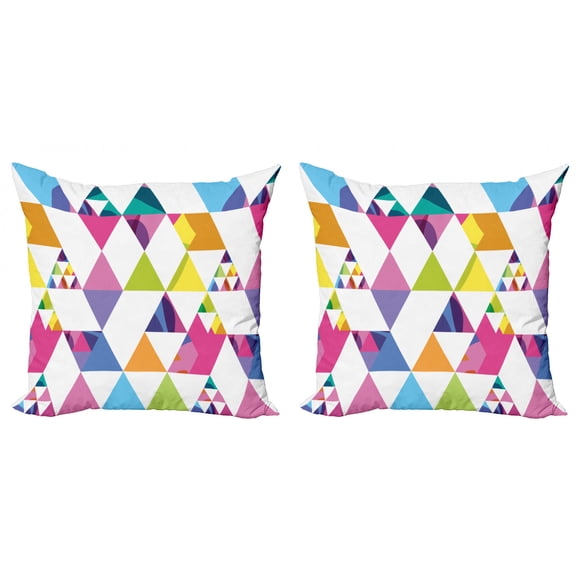 Ambesonne Geometric Throw Pillow Cover 2 Pack, Rhombus and Triangles, 20", Multicolor
