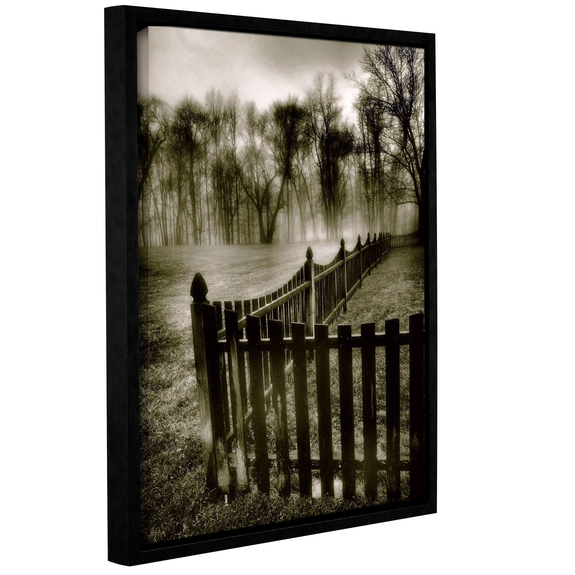 ArtWall Steve Ainsworth "Fence in the Fog" Gallery-Wrapped Floater-Framed Canvas