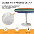 thumbnail image 6 of Abstract Rainbow Wave Elastic Fitted Round Table Cover Colorful Stripes Waterproof Outdoor Tablecloth for Holiday Party, Picnic, Patio & Dining Fits Tables Up to 36"-44", 6 of 8