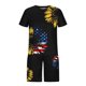 thumbnail image 4 of Hombres Casual Cuello redondo Día de la Independencia Impresión Blusa de manga corta y pantalones cortos Pantalones Traje de dos piezas Pompotops  oipoqjl35723, 4 of 5