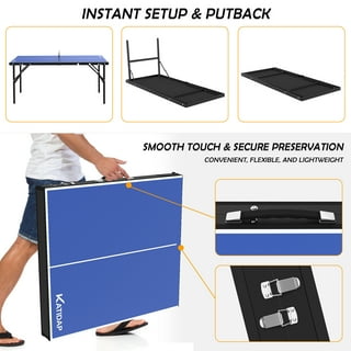  KATIDAP Portable Ping Pong Table,Mid-Size Foldable Tennis Table  with Net for Indoor Outdoor,Blue,60x26x27.5 Inch : Sports & Outdoors