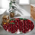 thumbnail image 4 of Round Area Rugs Collection 3 Ft, Christmas Snowman Non-Slip Residential Carpet, Buffalo Plaid Xmas Tree Branch Snowflakes Indoor Crawling Mats Doormat Runner Rugs Play Mat for Bedroom, 4 of 8