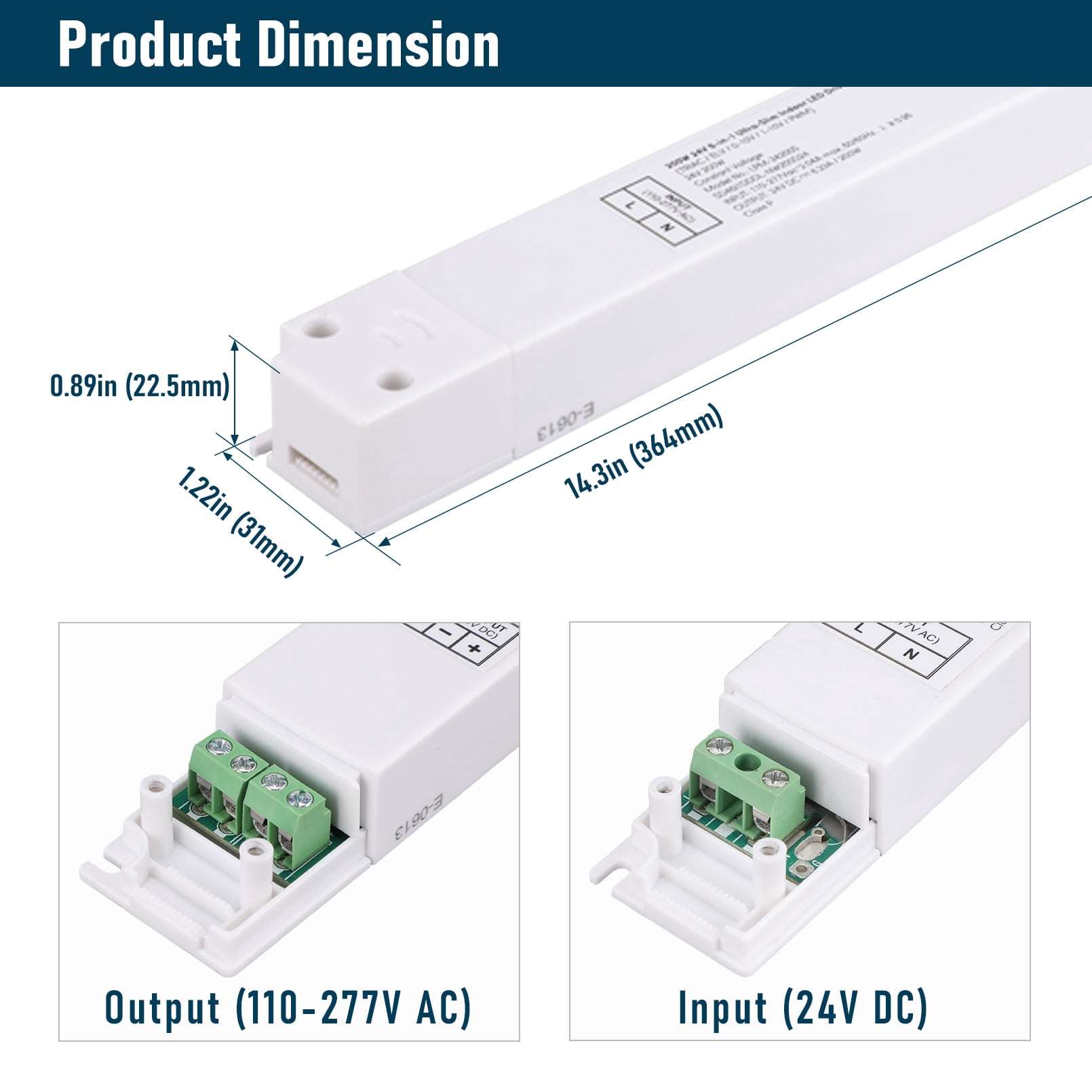 2 Pack 200W 24V Ultra Slim LED Driver, Power Supply, 5-in-1 Dimming Transformer for Display Lighting, Compatible with TRIAC ELV 0-10V PWM, ETL FCC Listed, Class P, 110–277V Input