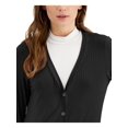 thumbnail image 3 of FEVER Womens Black Knit Ribbed Button Front Cardigan 3/4 Sleeve V Neck Button Up Top Plus XL, 3 of 3