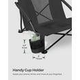 thumbnail image 4 of Set of 2 Camping Chairs, Beach Chairs, Portable Outdoor Chairs, with High Backrest, Cup Holder, Lightweight, Heavy-Duty, Max. Load 330 lb per Chair, Black, 4 of 7