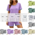 thumbnail image 4 of Pajamas for Women Set Dqueduo Women's Solid Color Crew Neck Short Sleeve Top & Shorts Pajama Set – Contrast Piping Loungewear, 4 of 7