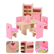 LULULION Miniature House Furniture Pink Wood Color 1 Set 9.8 X 4 X 5.1 In