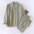 thumbnail image 1 of Conjunto de pijama japonés para hombre y mujer, ropa de dormir de manga larga a cuadros, 2023 algodón, para primavera y otoño, novedad de 100%, 1 of 3