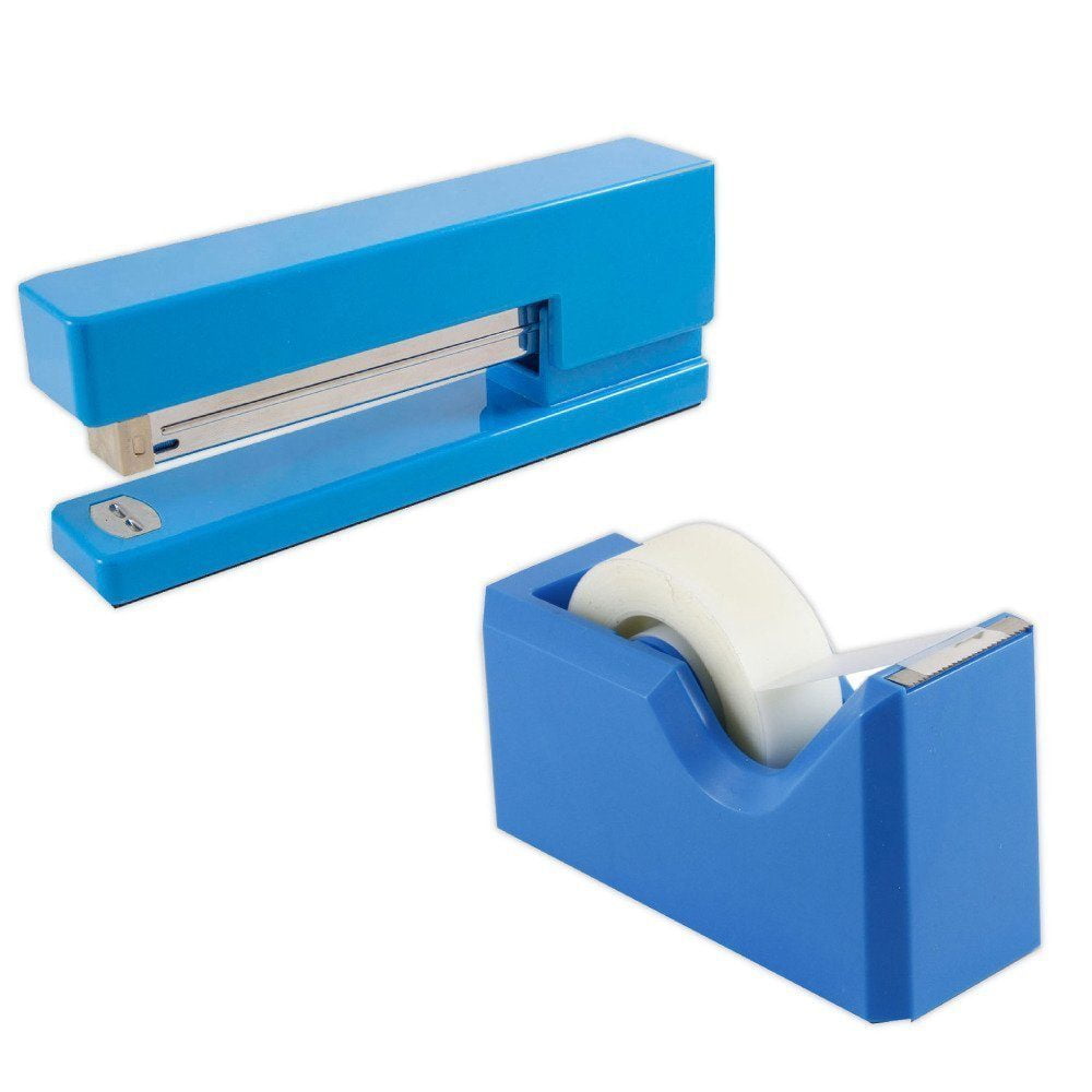 JAM Office & Desk Set, Blue, 2/Pack, 1 Stapler & 1 Tape Dispenser