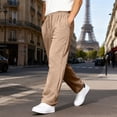 thumbnail image 6 of Resicozy Men Sweatpants With Pockets Baggy Straight Leg Drawstring Waist Joggers Pant Workout Gym Athletic Running Sweat Pants Camel L, 6 of 6