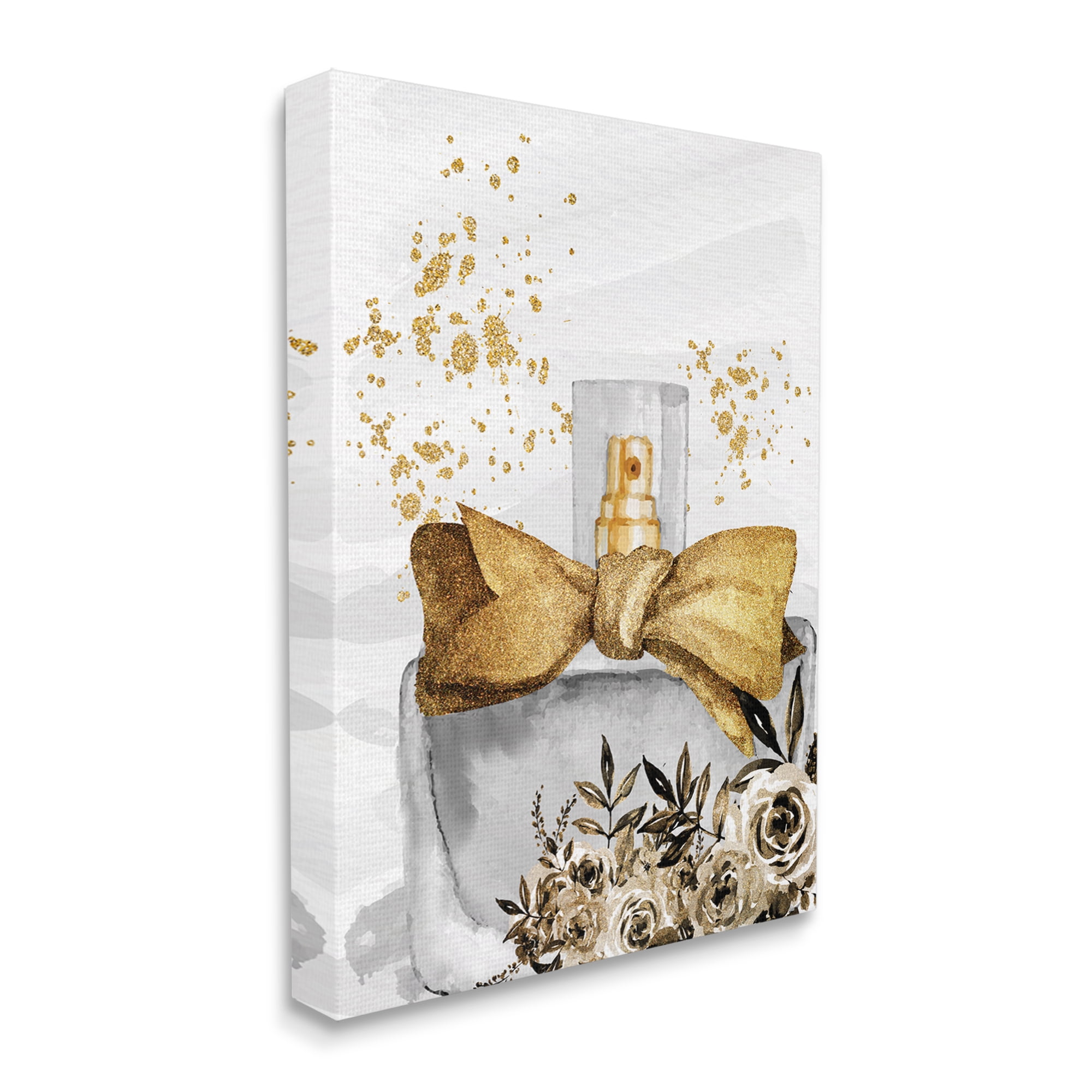 Stupell Industries Glitzy Floral Perfume Bottle Speckled Glam Design Graphic Art Gallery Wrapped Canvas Print Wall Art, Design by Kim Allen