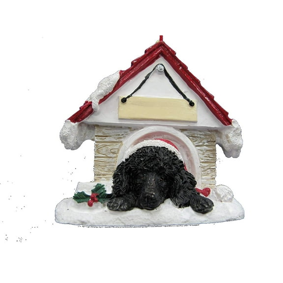 Black Poodle Doghouse Ornament Hand Painted and Easily Personalized