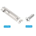 thumbnail image 3 of Uxcell Door Barrel Bolt Latch 4 inch 4 Pack Stainless Steel Security Latch Sliding Lock Silver Tone, 3 of 5