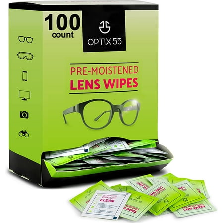 Optix 55 Lens Wipes 100 CT Pre-Moistened Lens Cleaning Wipes - Streak Free