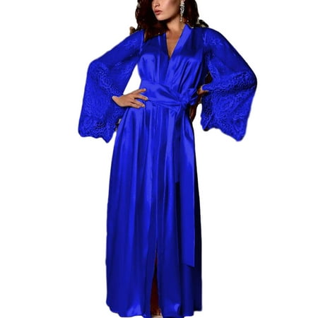 

FOCUSNORM Women s Silk Satin Long Robes Sleepwear Night Dress