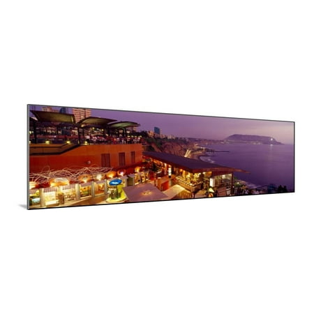 View of a Restaurant, Miraflores District, Lima Province, Peru Wood Mounted Print Wall