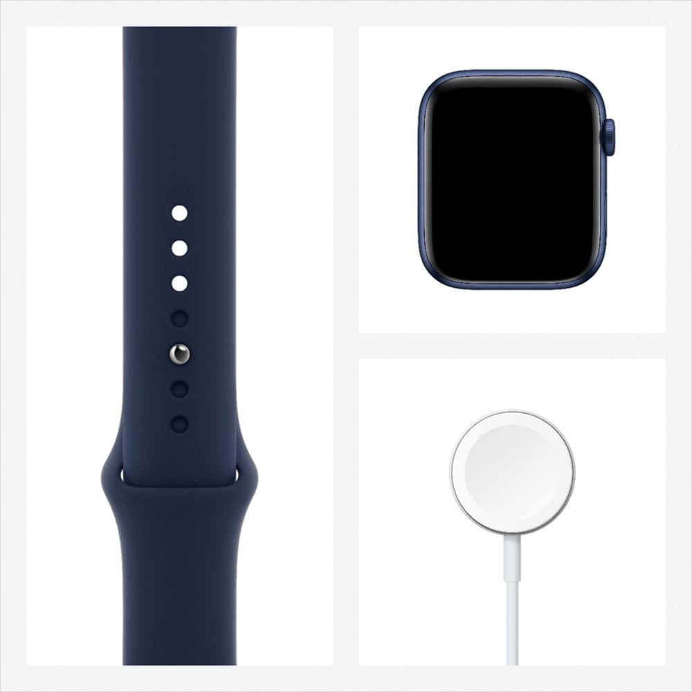 Restored Apple Watch Series 6 (GPS, 44mm) - Blue Aluminum Case - Deep Navy Sport Band (Refurbished)