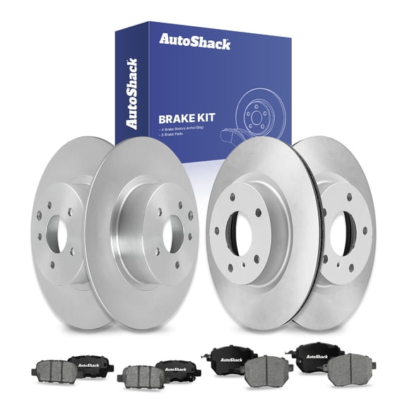 AutoShack Front Vented & Rear Solid Coated Brake Rotors   Ceramic Pads 12-PC Brake Kit Replacement for 2005-2008 Nissan Maxima 2005-2006 Nissan Altima ArmorStop