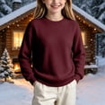 thumbnail image 2 of BLVB Boys Girls Knit Sweater Long Sleeve Crewneck Solid Color Soft Loose Pullover for Teen Kids Cozy Casual Fall Winter Jumper Top(Wine,9-10 Years), 2 of 7