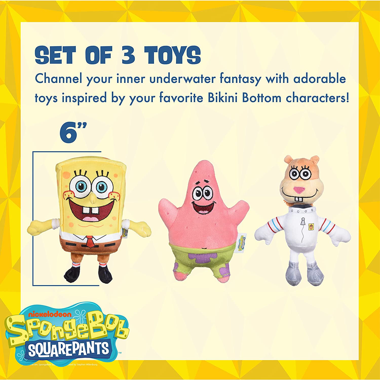 Nickelodeon SpongeBob SquarePants Figure Plush Dog Toys Squeaky Dog Toys for All Dogs Made from Soft Plush Fabric Dog Toys for SpongeBob Fans SpongeBob Character Toys in Multiple Sizes for Pets 