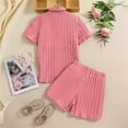 thumbnail image 4 of Uxgjfwu Big Kids Dress Suits Casual Short Sleeve Tops Shorts Outfit Turndown Neck Collar Botton Blouse Shorts Sets, 4 of 9