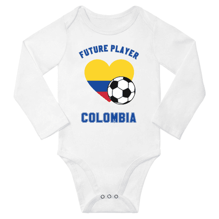 

Future Colombia Soccer Player Baby Long Slevve Rompers (White 3-6 Months)