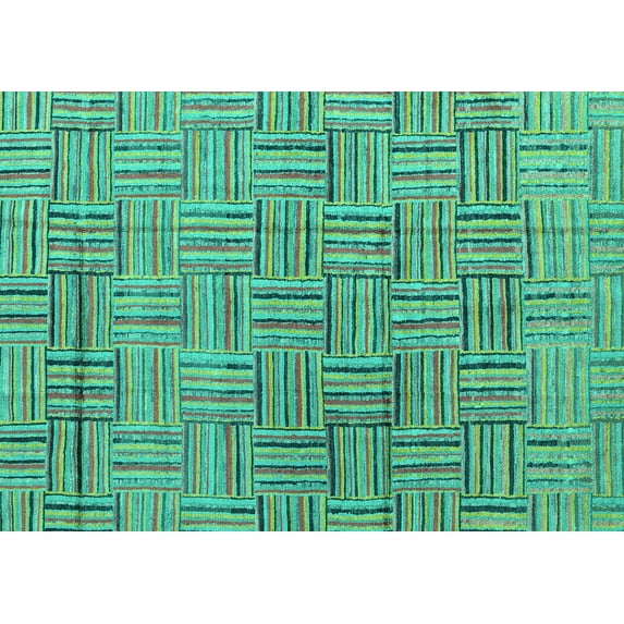 Ahgly Company Indoor Rectangle Abstract Turquoise Blue Modern Area Rugs, 8' x 10'