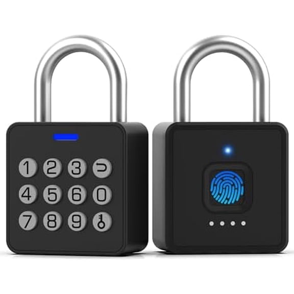 Fingerprint Gym Locker Lock with Code Keypad, Waterproof Gate Locks for Outdoor Fence, Keyless Entry Smart Combination Padlock, Pad Lock for Locker Storage Unit Shed Pool School