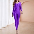 thumbnail image 2 of Women Long Sleeve Round Neck Solid Leotard - Stretchy Performance Wear For Yoga Dance Gymnastics, 2 of 3