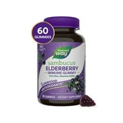 Natures Way Sambucus Elderberry Immune Gummies, with Vitamins C, D3, Zinc, Unisex, 60 Count